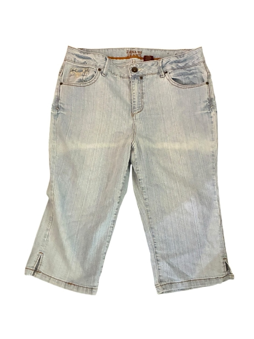 Vintage Y2K Zana Di Jeans Embroidered Capri Jeans Stretch Light Wash 18